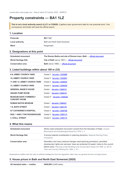 First page of the sample report